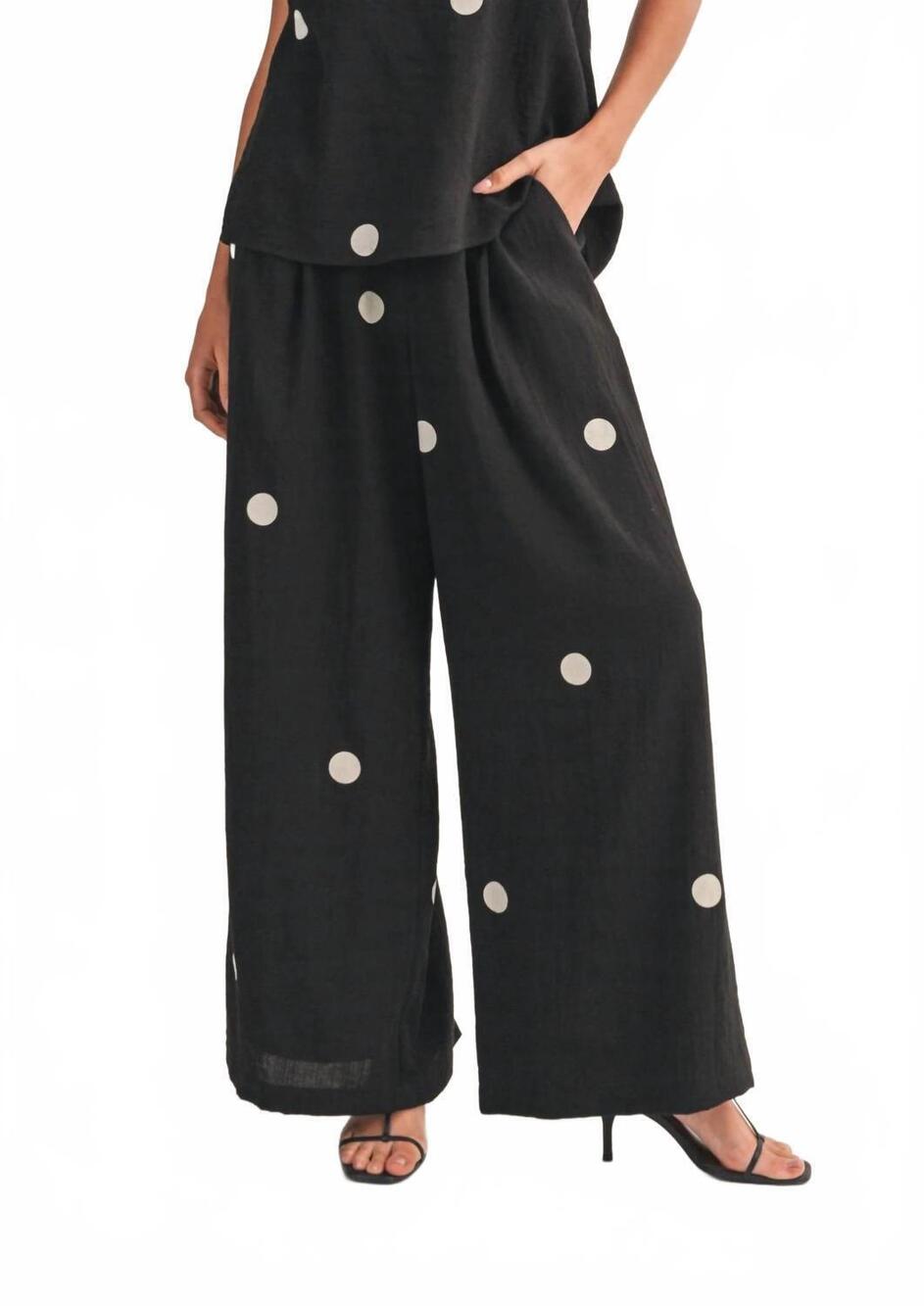 NEW KLESIS polka dot flowy pants in black